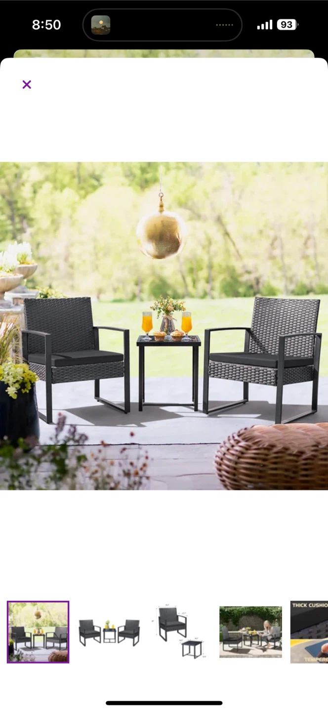 3-Piece Wicker Patio Bistro Set - photo 2