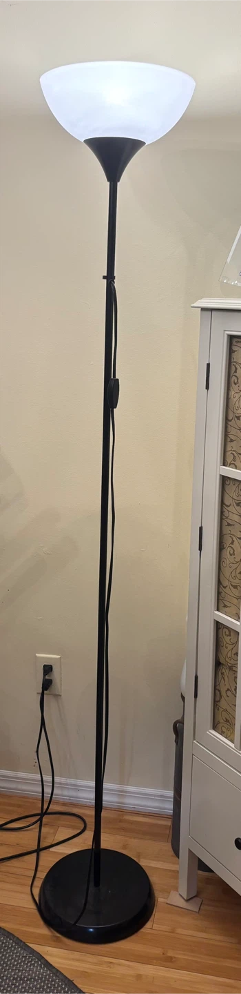 Black Floor Lamp with White Shade