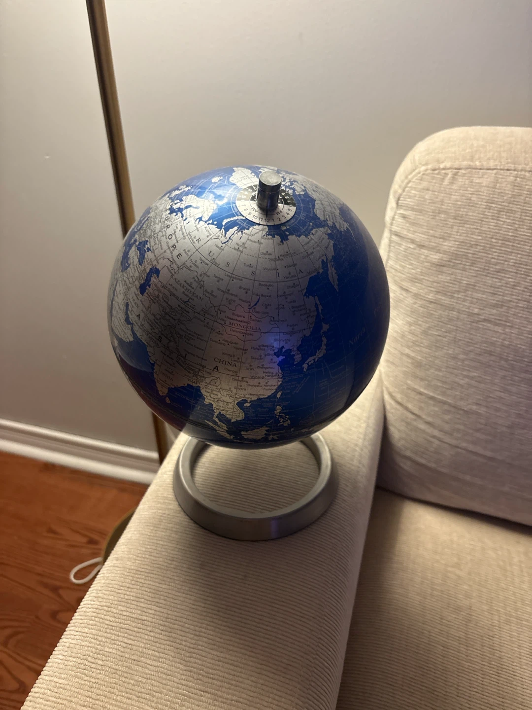 Blue and silver tabletop decorative globe - photo 2