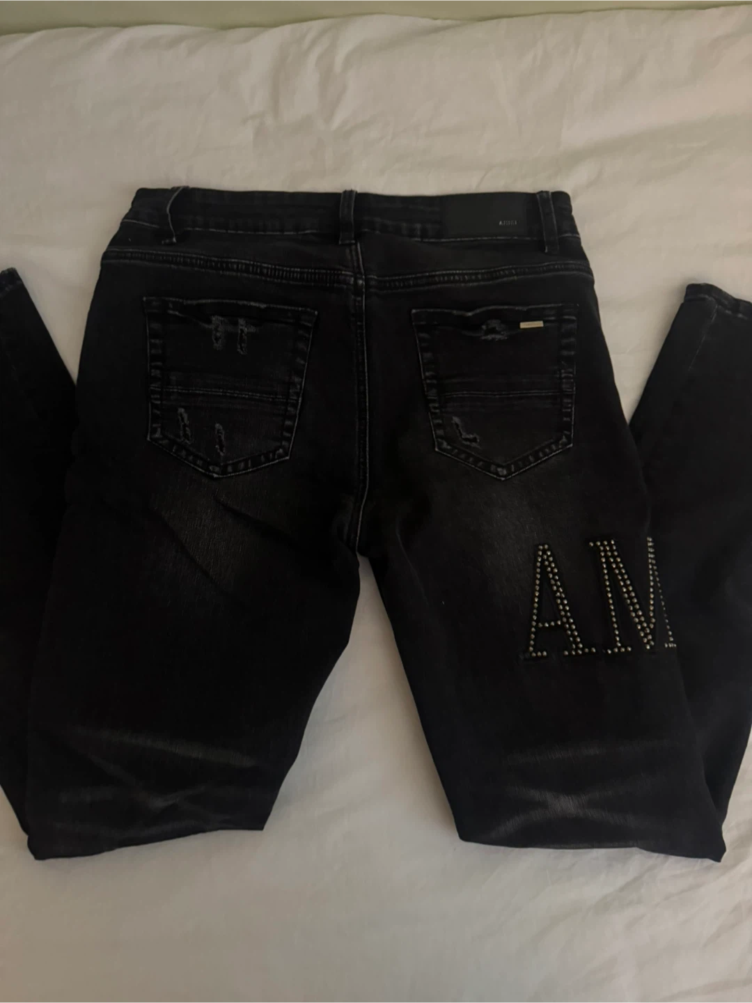 AMIRI Black Jeans with Studded Logo - photo 3