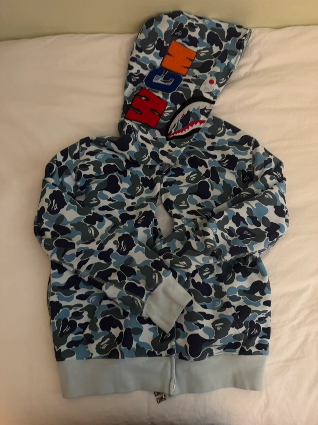 BAPE Full Zip Hoodie Blue Camo Shark