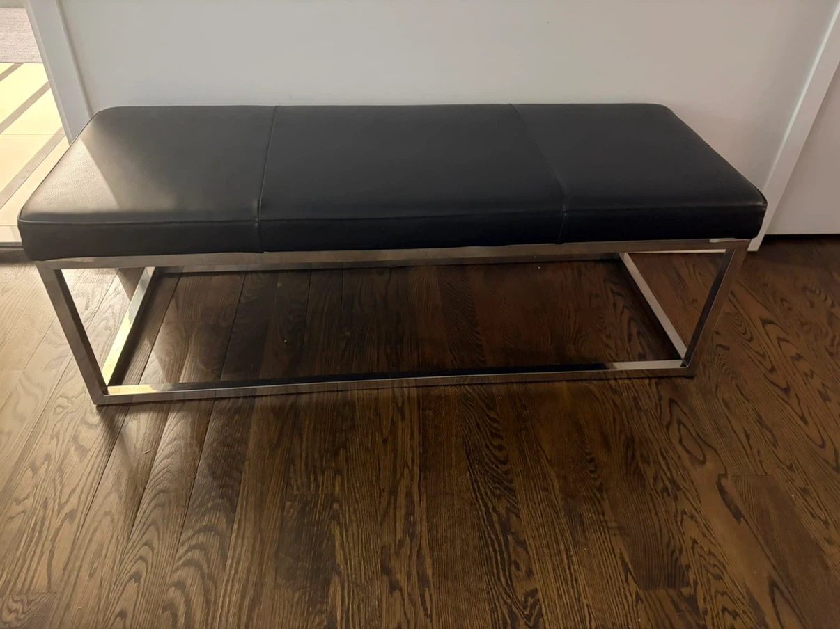 Modern Black Faux Leather Bench