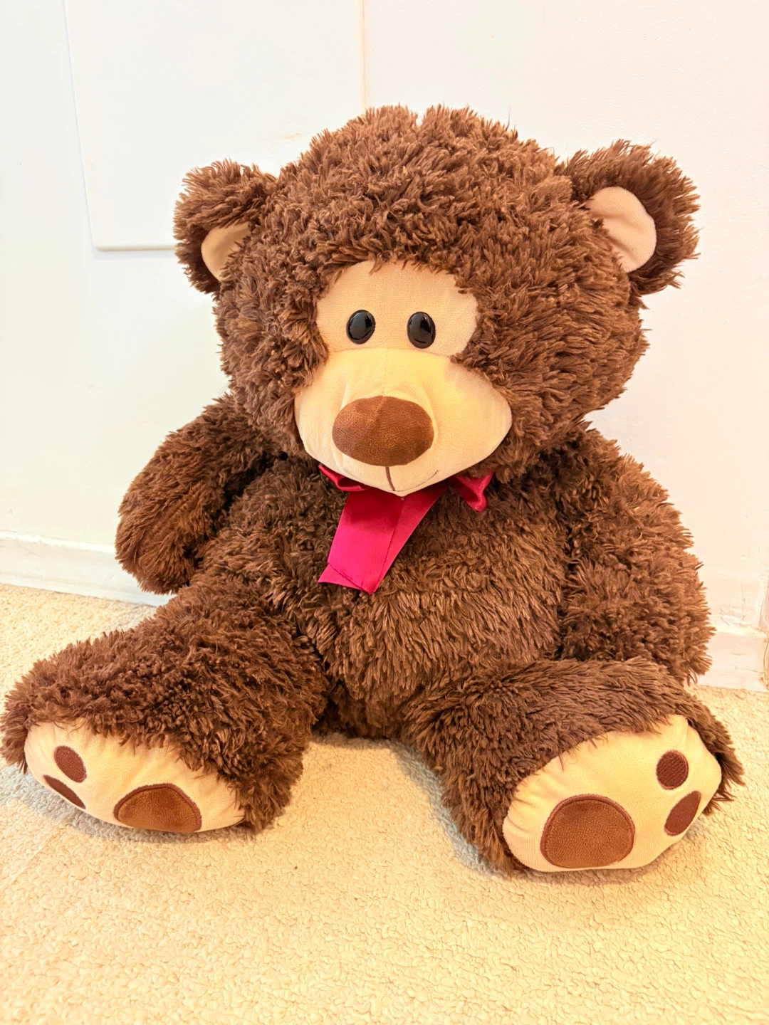 Big Brown Teddy Bear with Pink Bow
