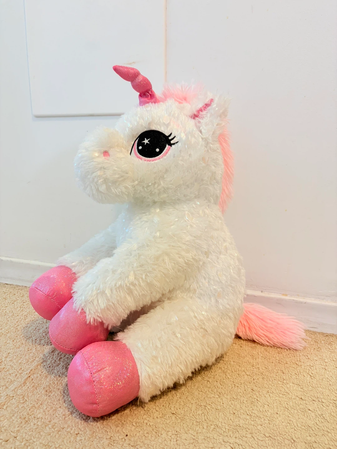 Sparkly White Unicorn Plush Toy