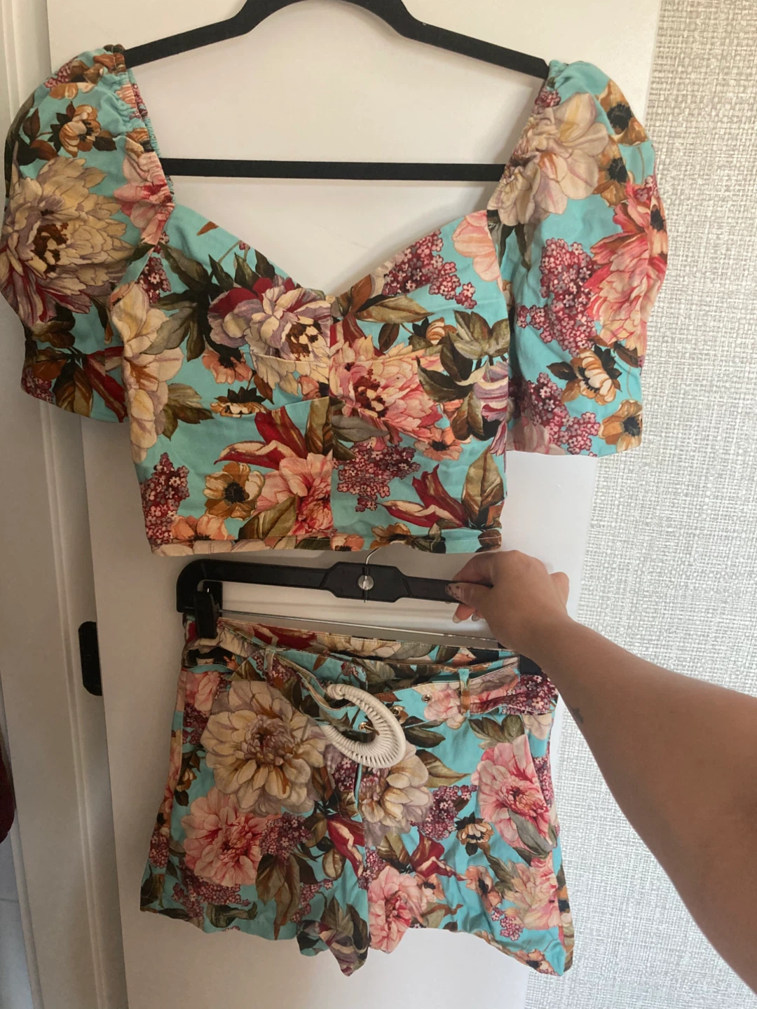 Studio F Floral Crop Top & Shorts Set