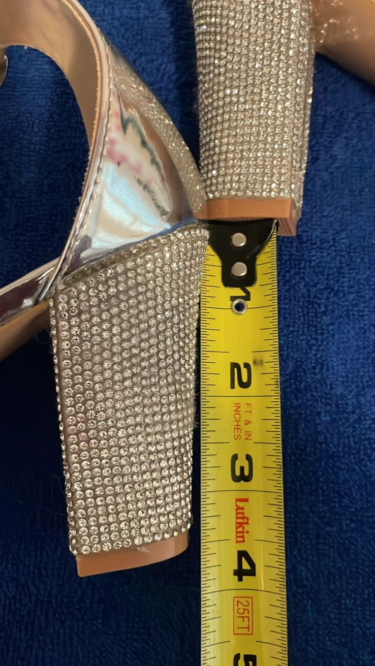 Forever Silver Rhinestone Block Heels - photo 4