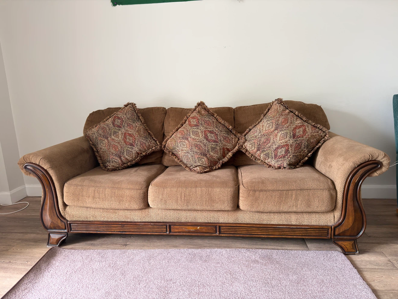 Three-seater brown sofa - photo 2