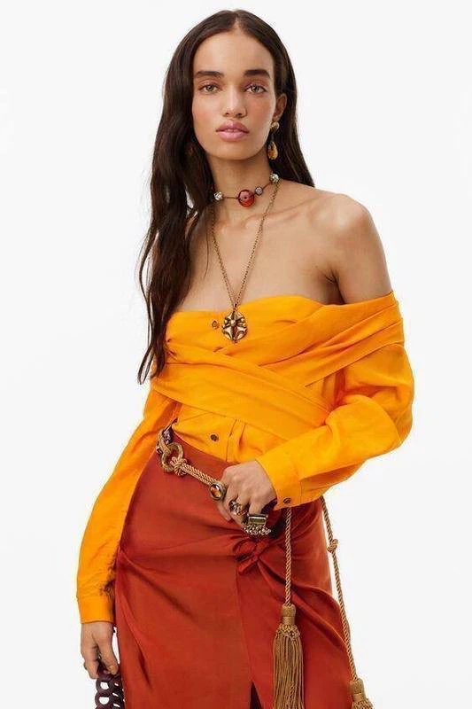 ZARA Limited Collection Bright Orange Blouse – Size XS
