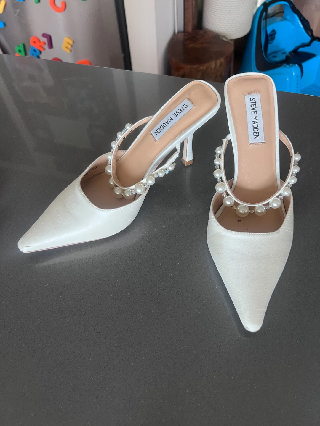 Steve Madden White Pearl Heeled Mules - photo 3