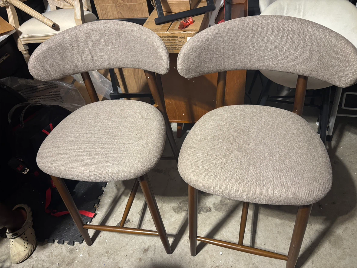 COLAMY Mid-Century Counter Height Bar Stools - Set of 2 - photo 2