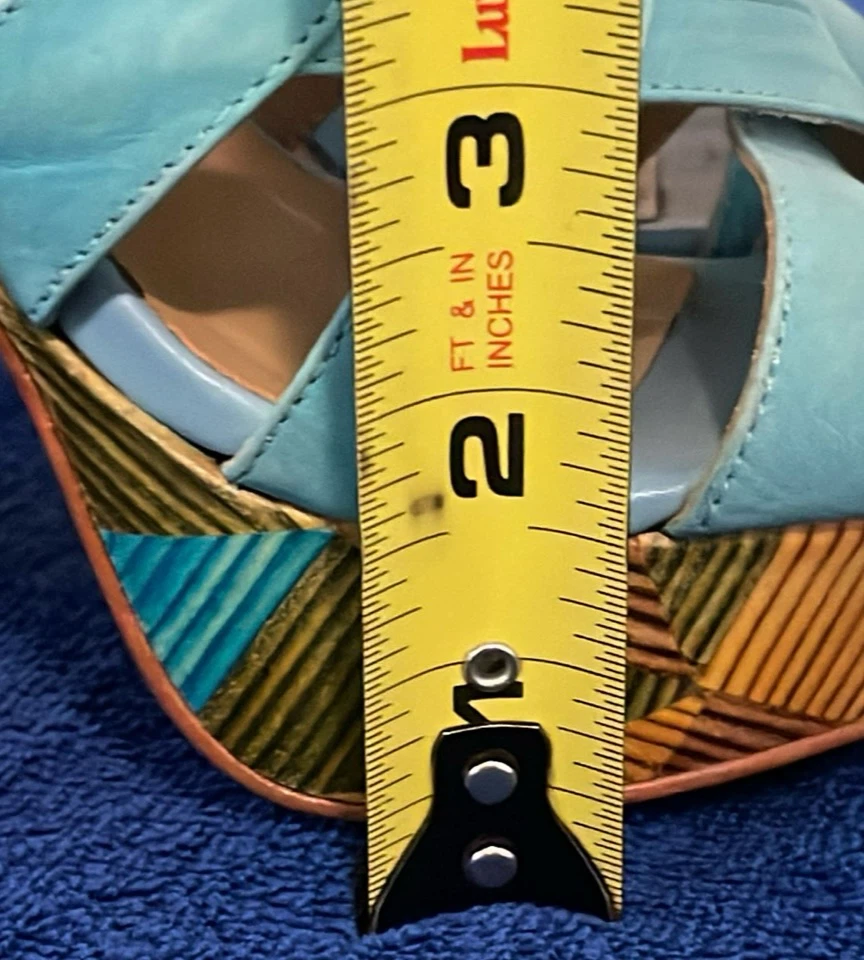 Manuela Mendonza turquoise leather platform sandals - photo 3