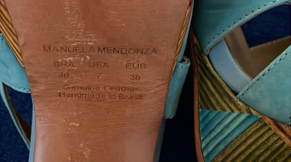 Manuela Mendonza turquoise leather platform sandals - photo 4