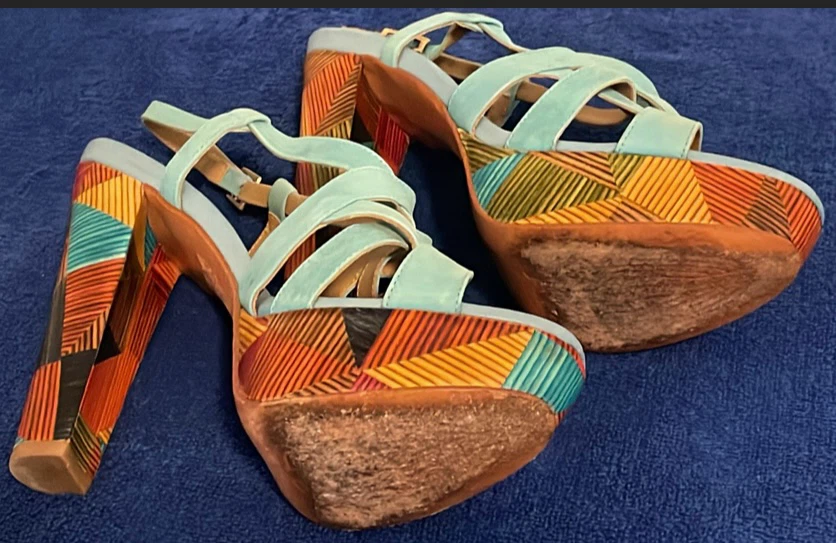 Manuela Mendonza turquoise leather platform sandals - photo 5
