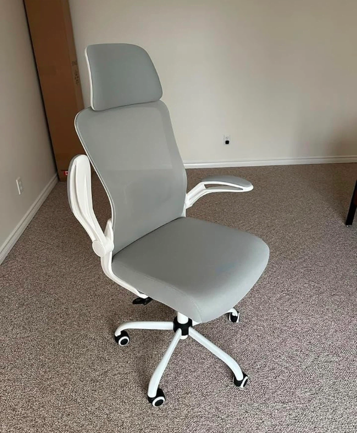 Grey Ergonomic Office Chair with Headrest - photo 2