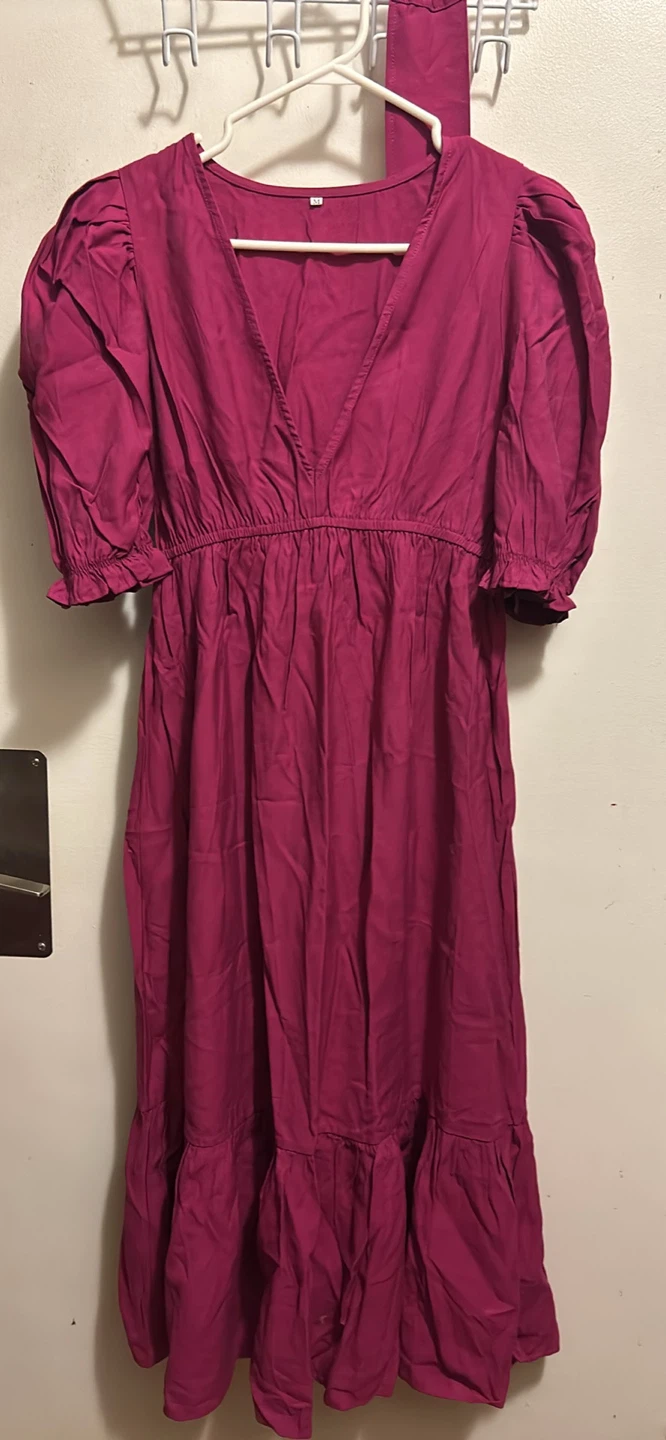 Magenta Puff Sleeve Midi Dress Size M Never Worn - photo 3