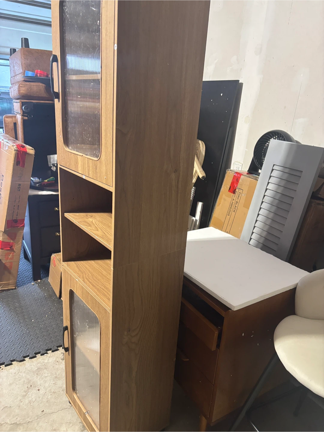 Tall Wooden Bathroom Storage Cabinet - photo 2
