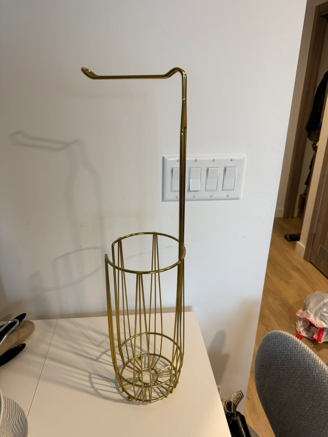 Gold Metal Freestanding Toilet Paper Holder