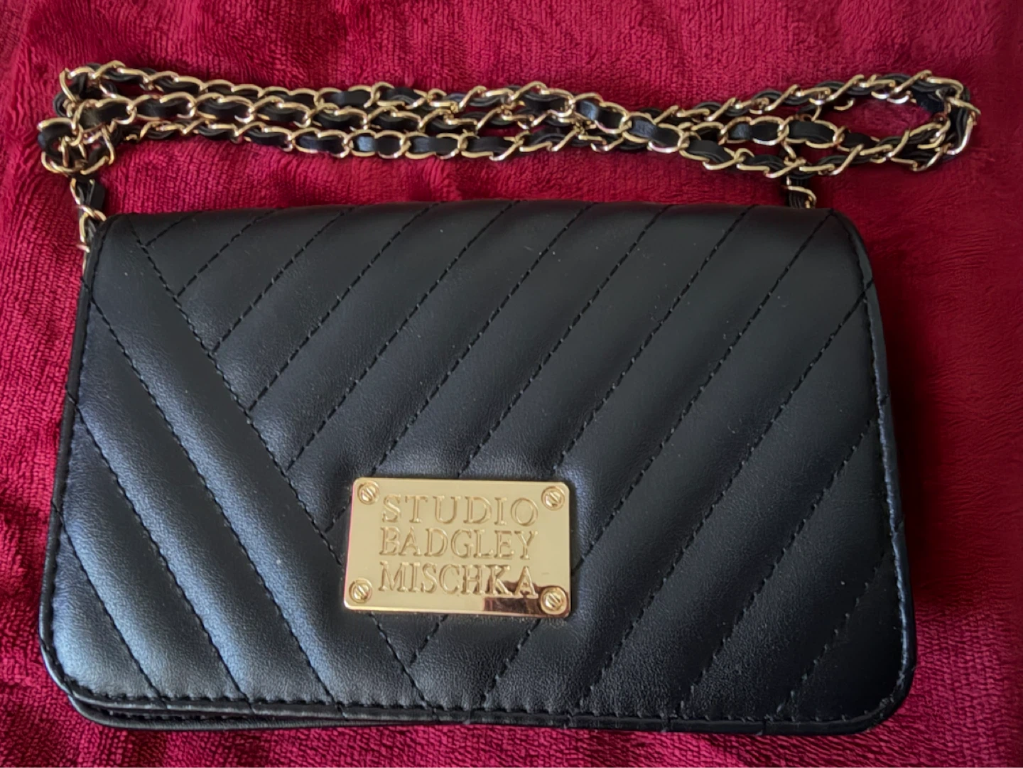 Studio Badgley Mischka Black Quilted Crossbody Bag