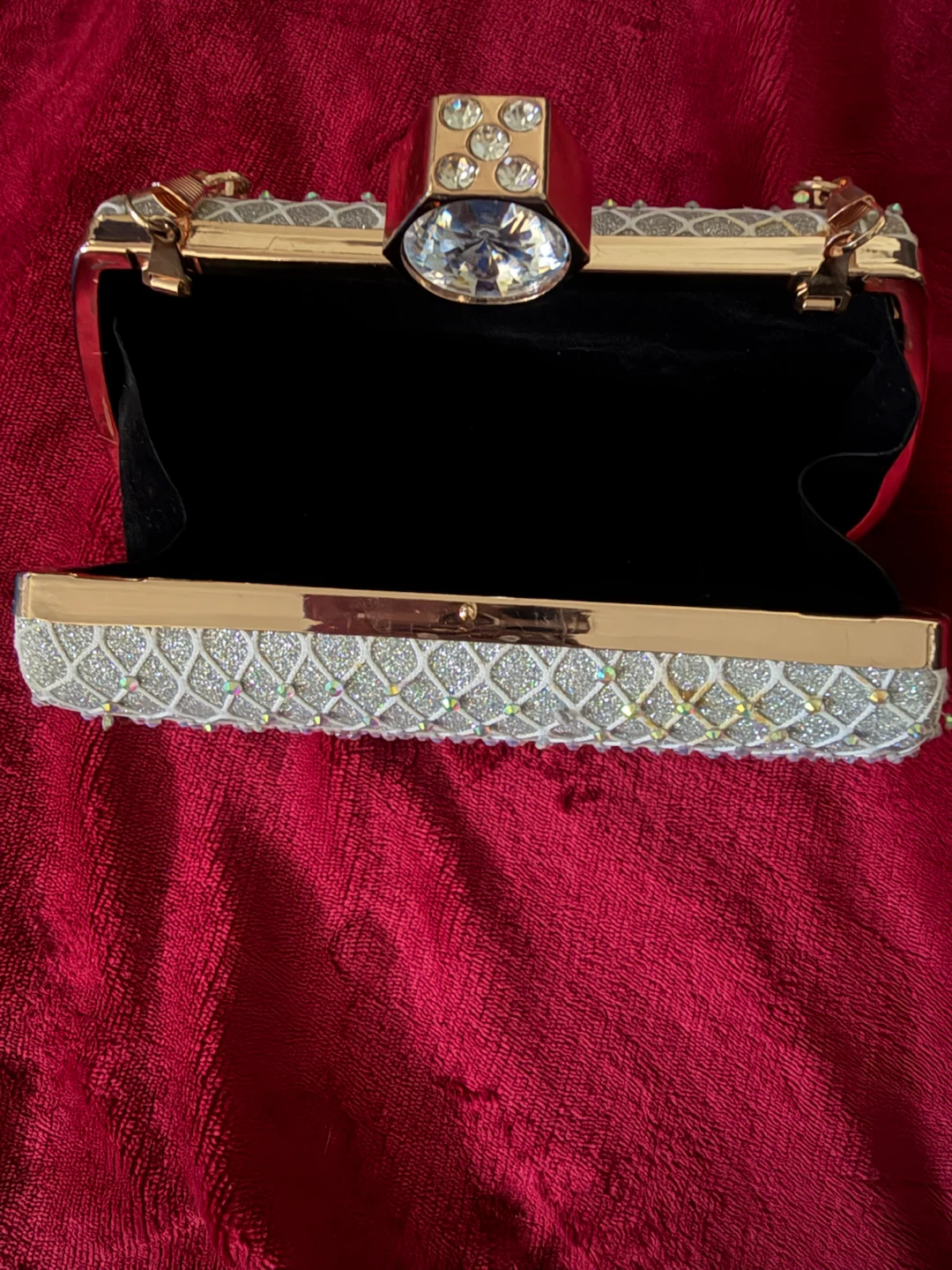 Silver Rhinestone Evening Clutch Bag - photo 3