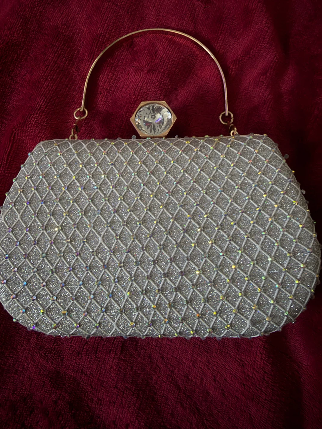 Silver Rhinestone Evening Clutch Bag