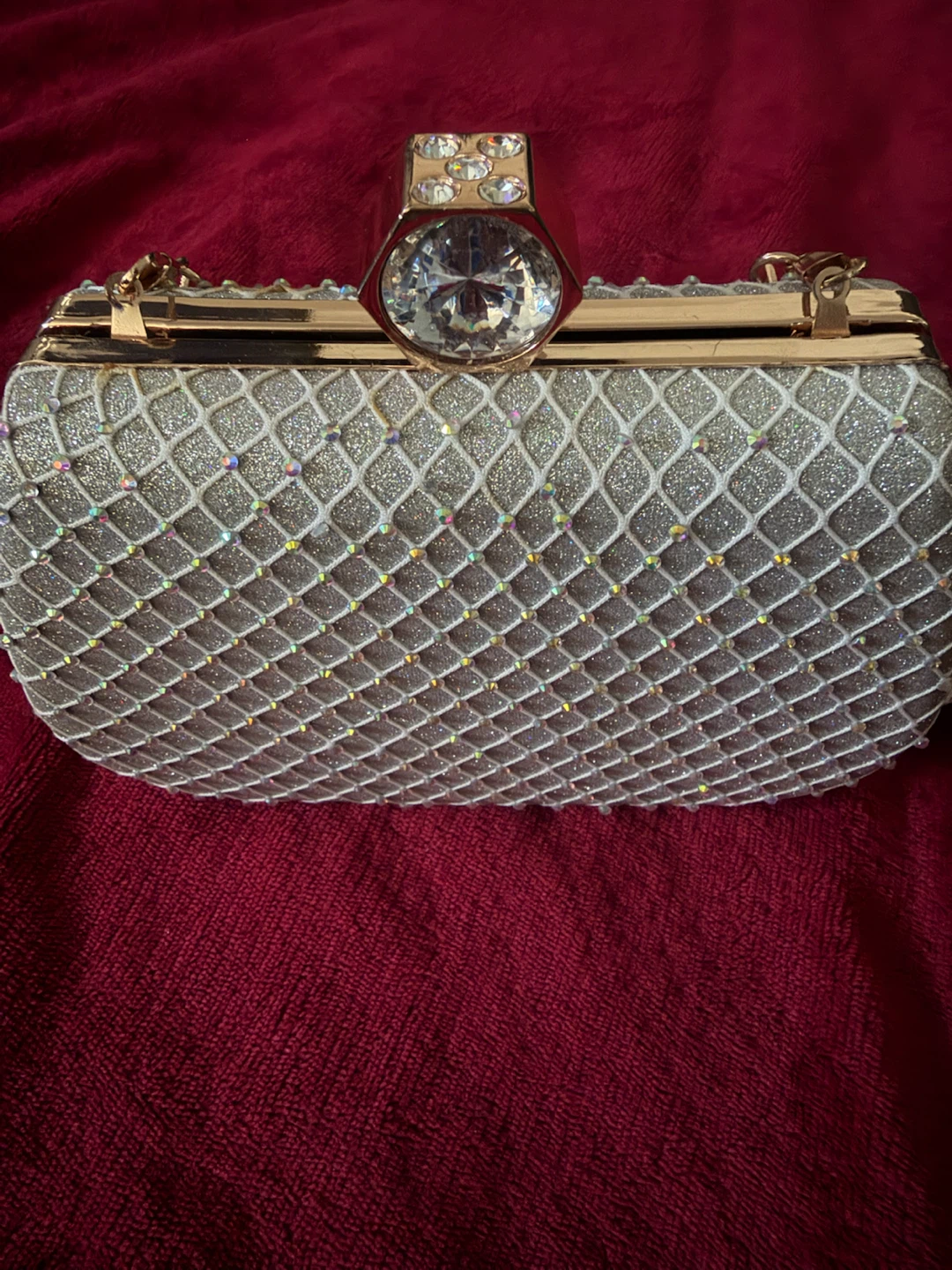 Silver Rhinestone Evening Clutch Bag - photo 2