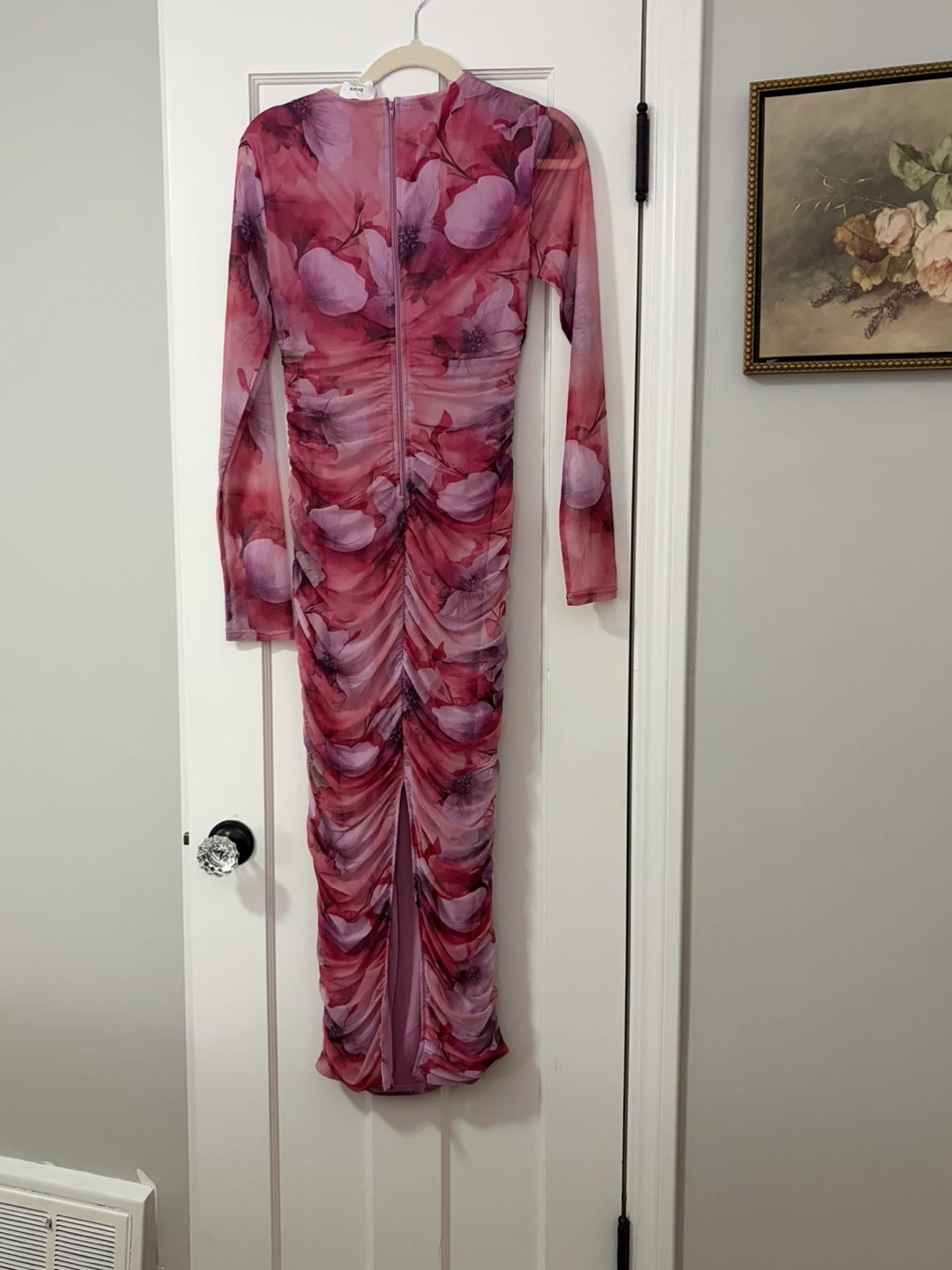 Mesh Floral Ruched Midi Dress - photo 2