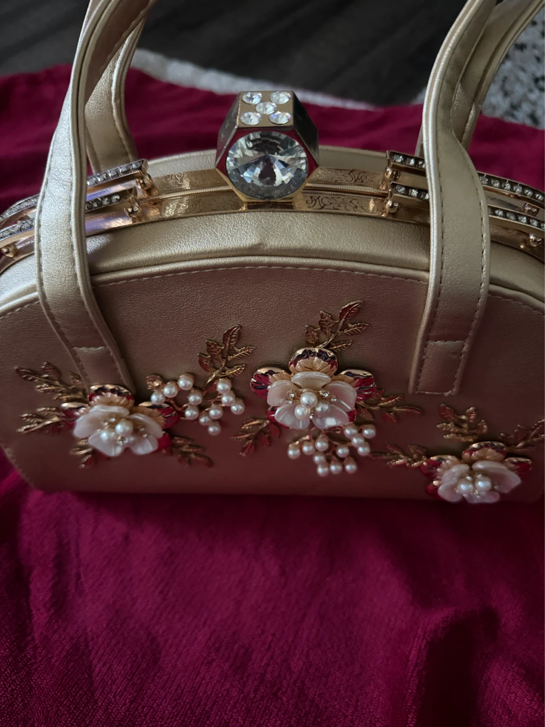 Gold Floral Evening Clutch Bag