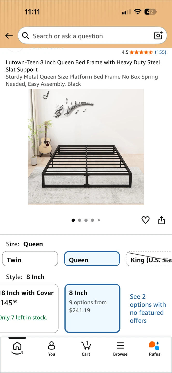 Lutown-Teen 8 Inch Queen Bed Frame