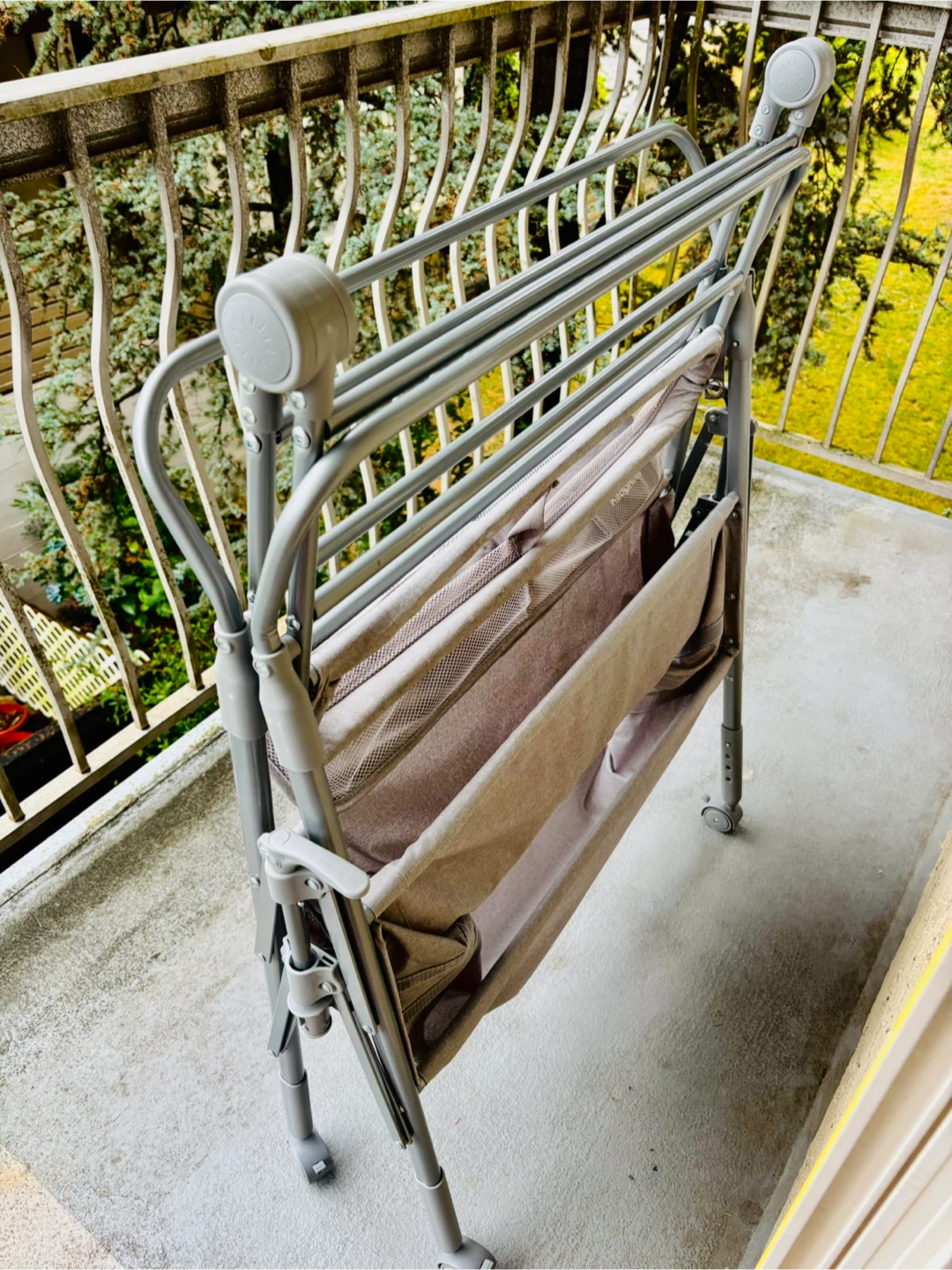 Folding rolling drying rack with two storage shelves