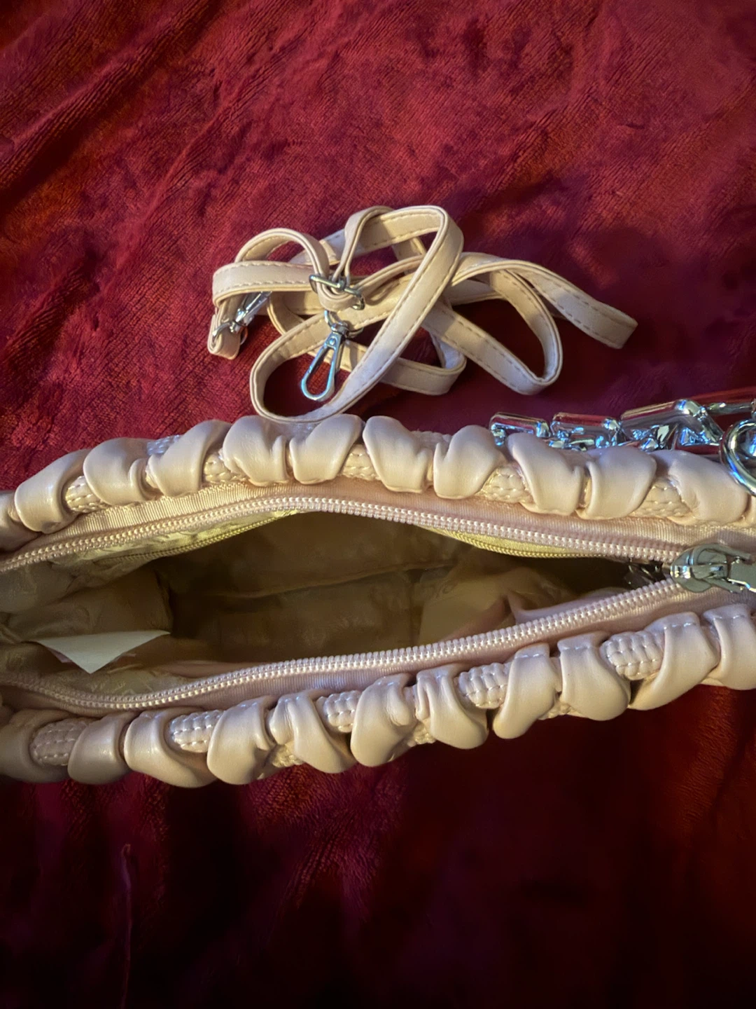 Pink Woven Detail Handbag with Chain Strap - photo 3