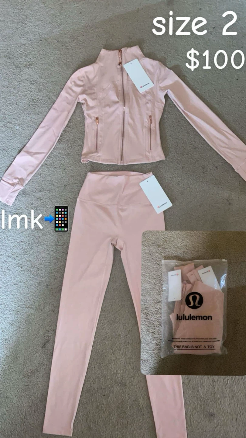 Lululemon Pink Track Jacket and Leggings Set Size 2
