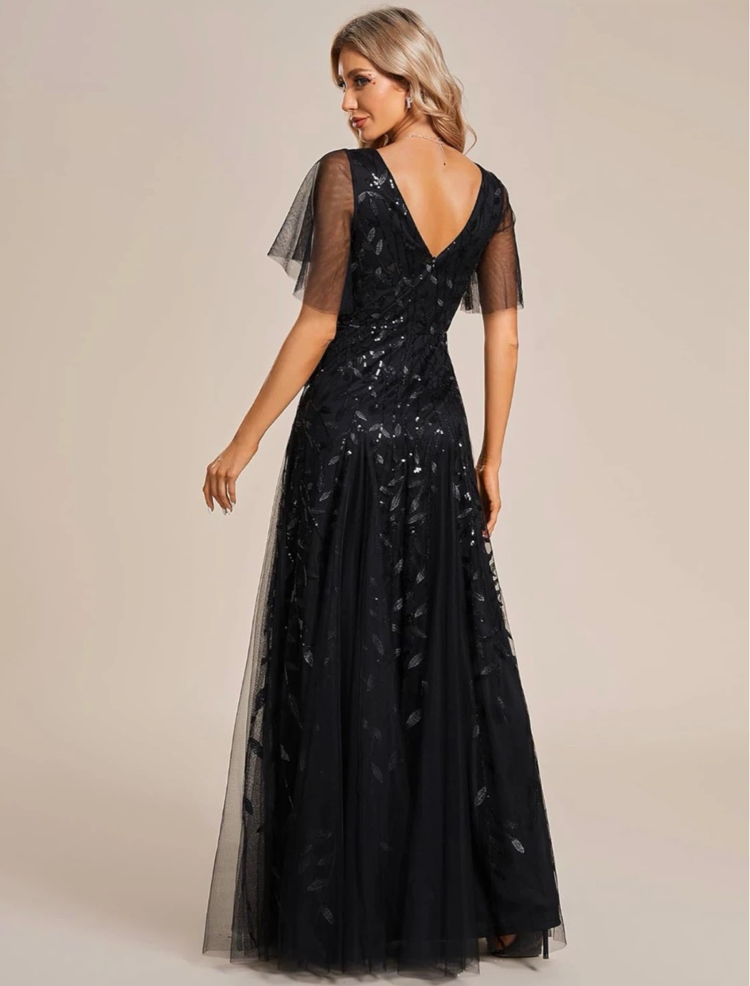 Black Sequin Evening Gown - photo 3