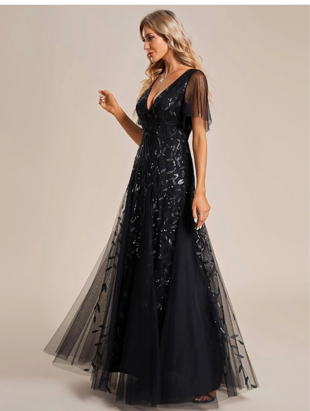 Black Sequin Evening Gown