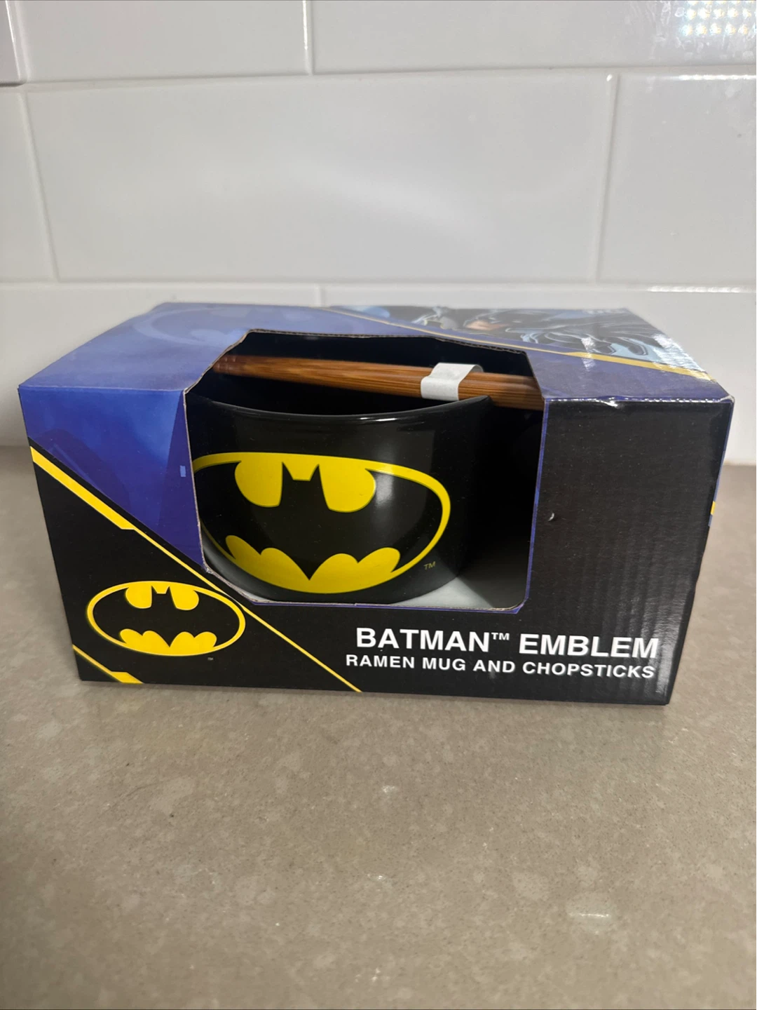 Batman Emblem Ramen Mug and Chopsticks