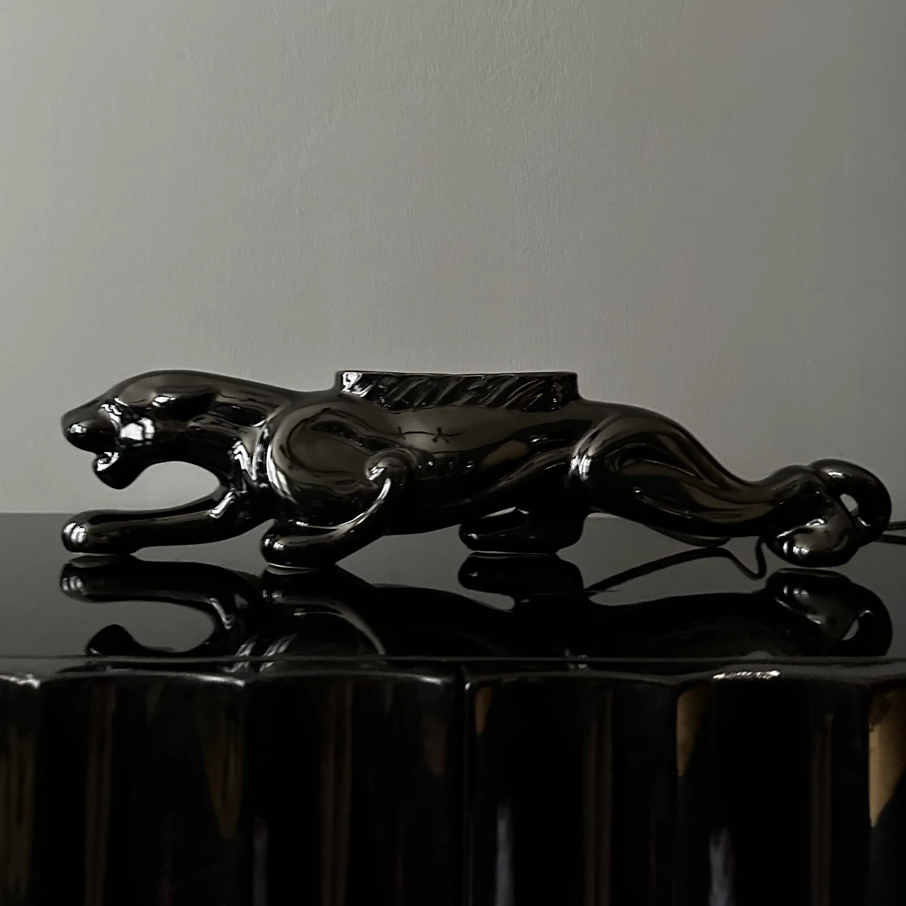 Vintage Black Panther TV Lamp Planter Royal China Mid Century - photo 3