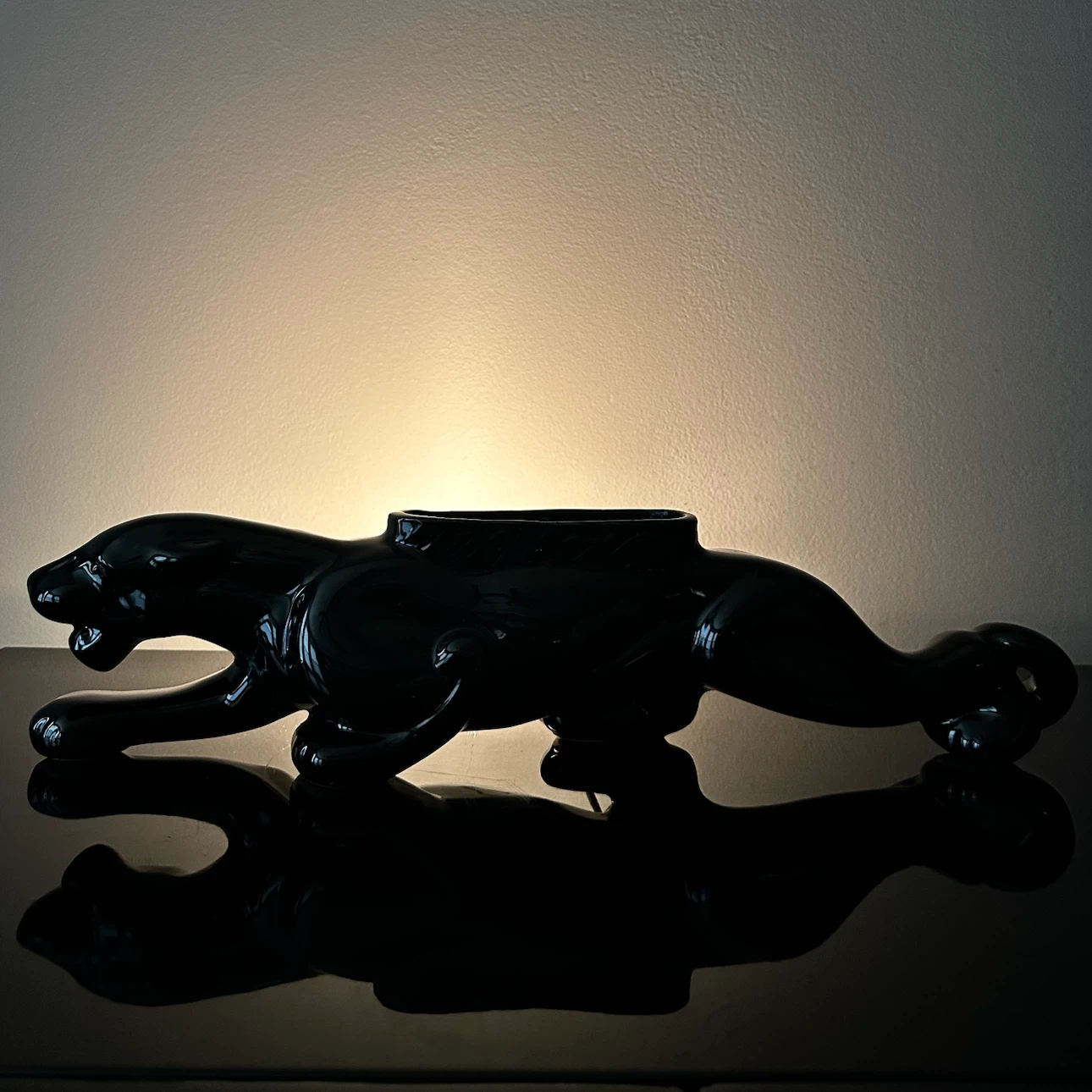 Vintage Black Panther TV Lamp Planter Royal China Mid Century