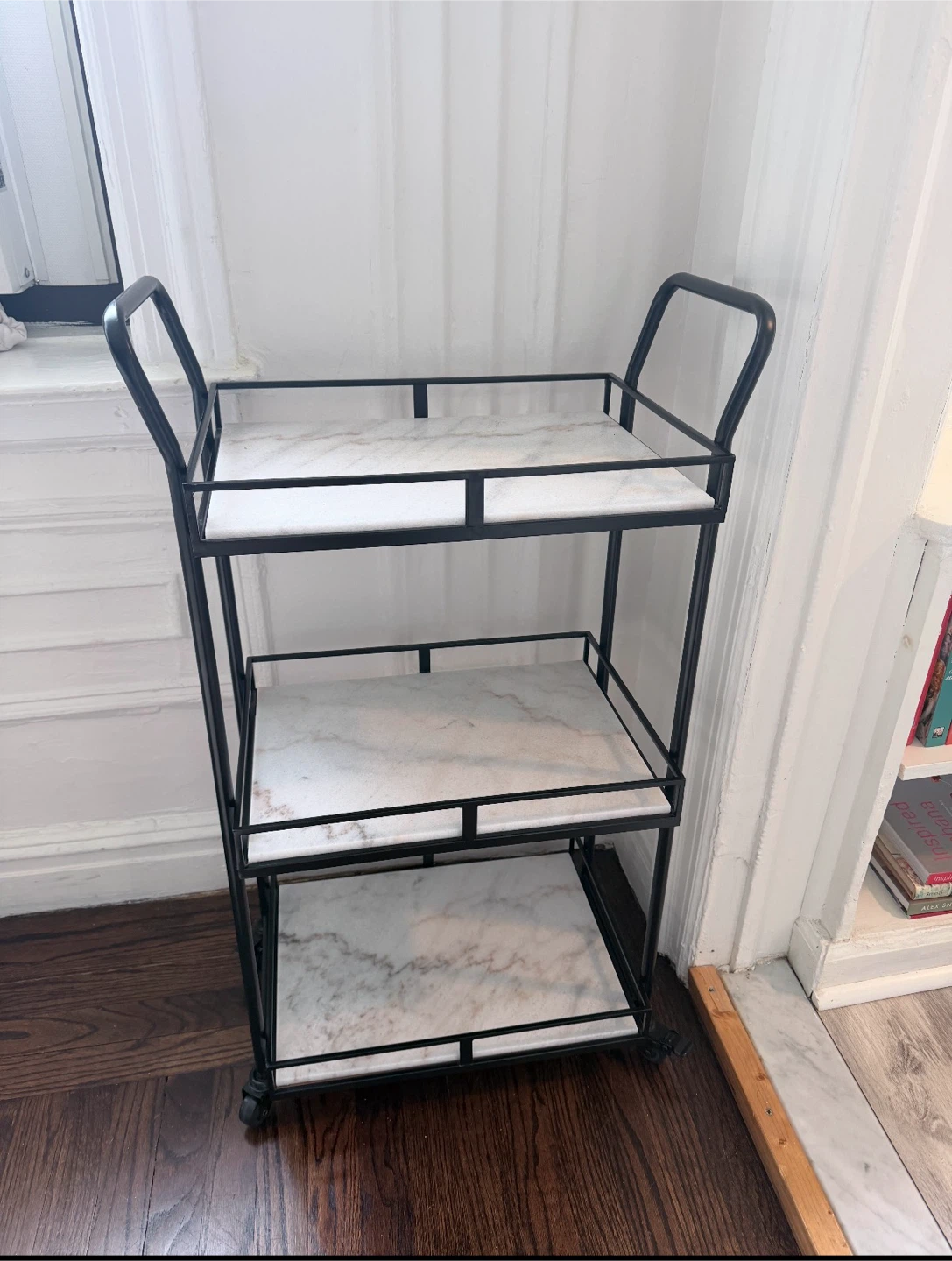 Three-Tier Rolling Bar Cart with Marble Shelves - photo 2