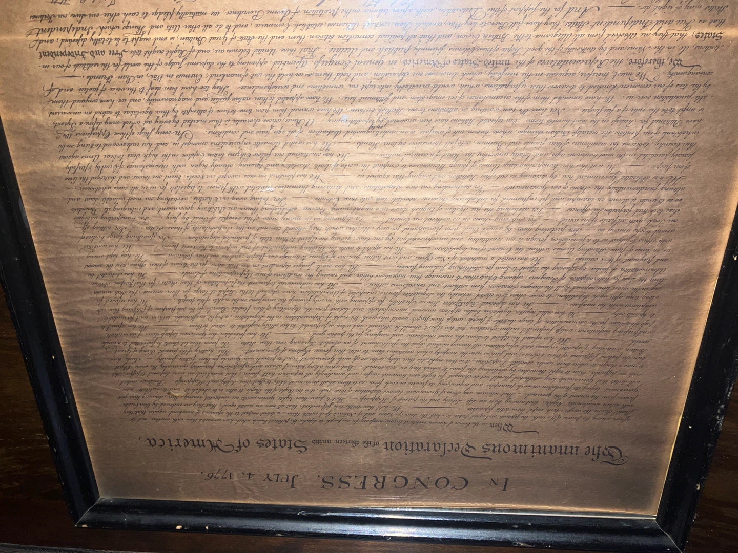 Framed Declaration of Independence Replica