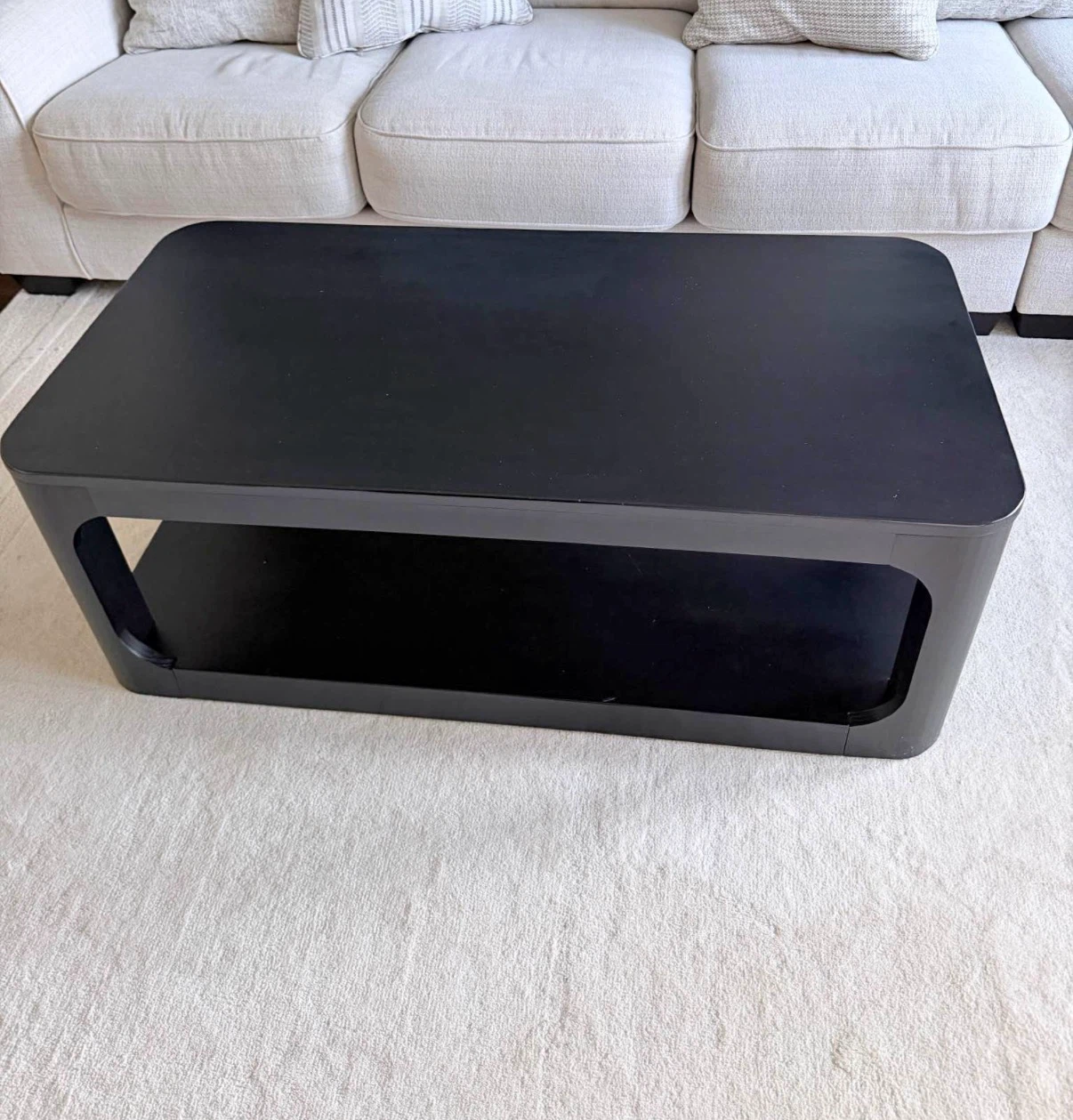 Black Modern Coffee Table with Open Storage