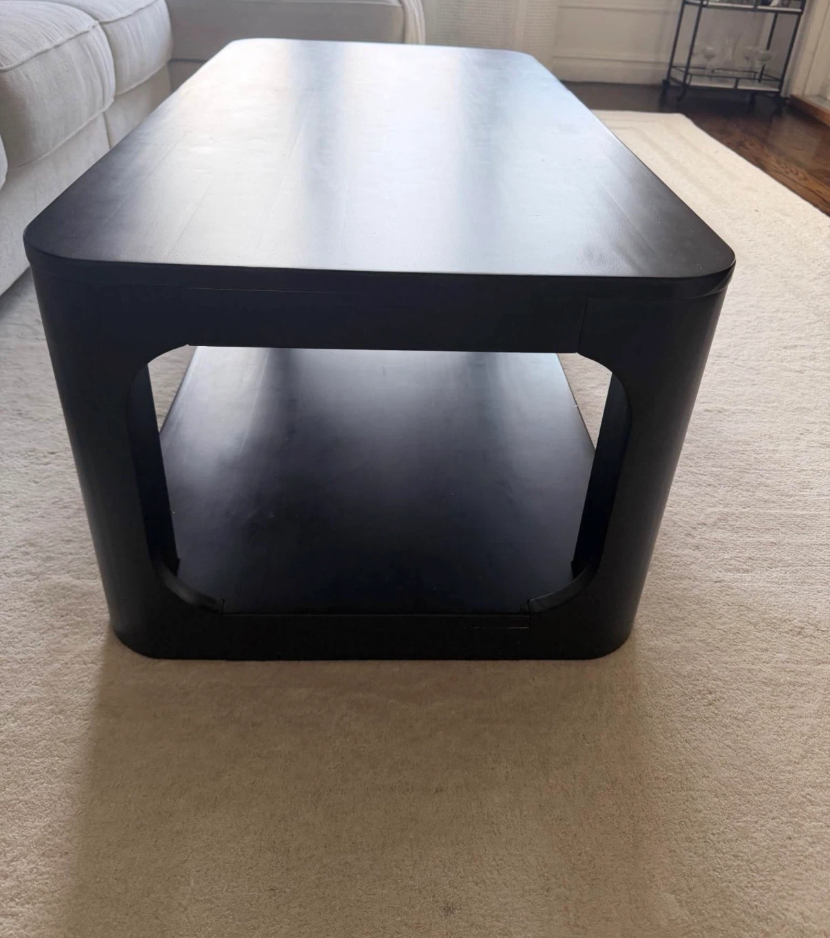 Black Modern Coffee Table with Open Storage - photo 2