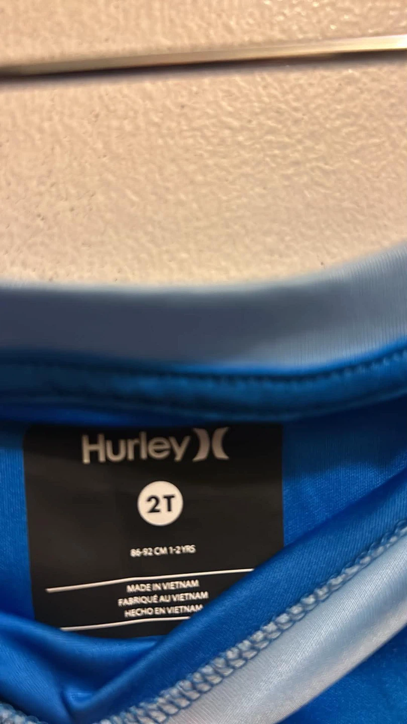 Hurley Kids Rash Guard Swim Set Blue Shark Size 2T - photo 2
