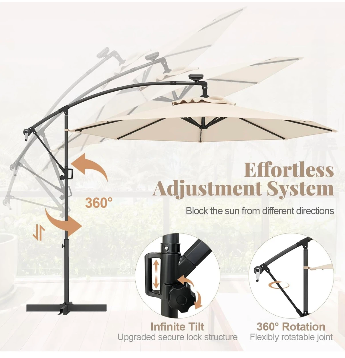 10ft Beige Cantilever Patio Umbrella - photo 2
