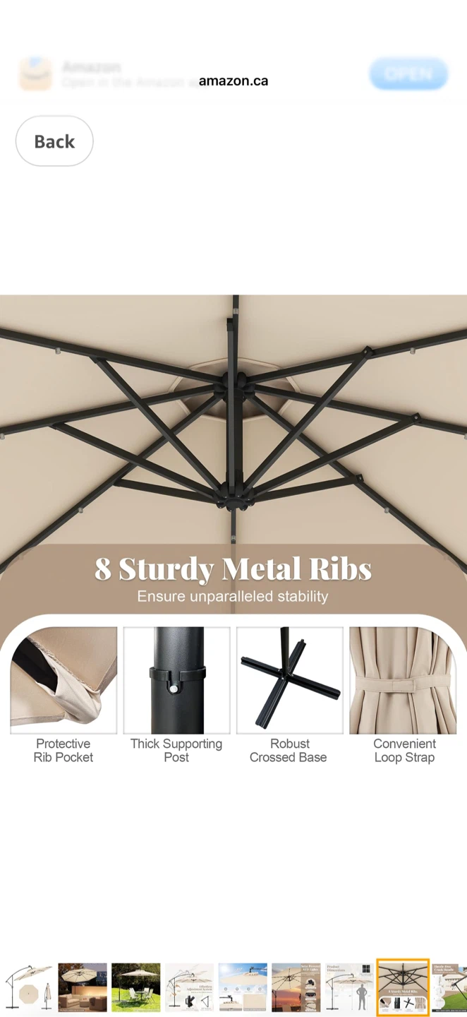 10ft Beige Cantilever Patio Umbrella - photo 5