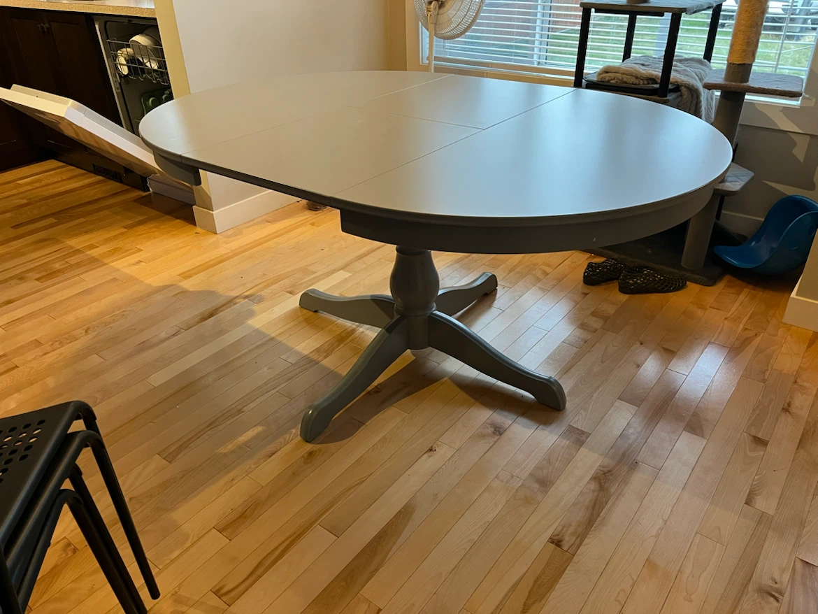 IKEA Grey Extendable Round Dining Table - photo 2
