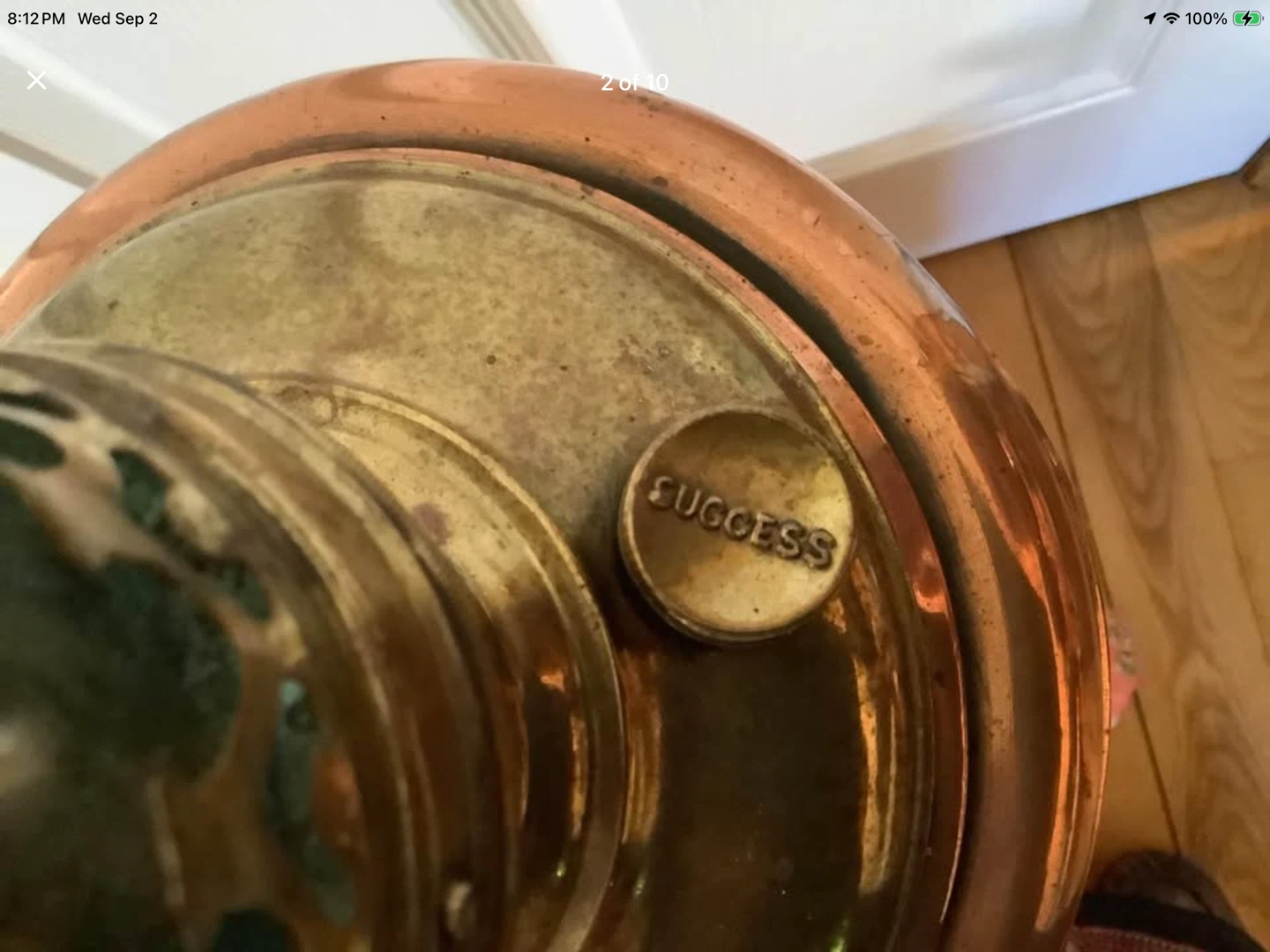 Lg Vt Brass & Copper Success Oil Lamp 🐞 - photo 3