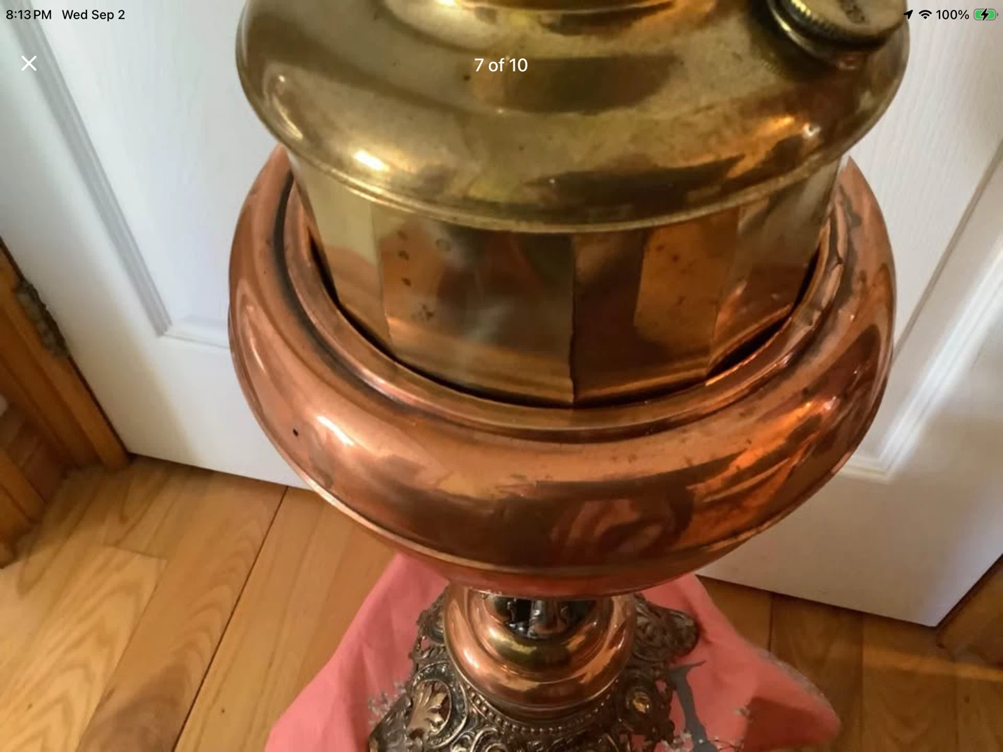 Lg Vt Brass & Copper Success Oil Lamp 🐞 - photo 5
