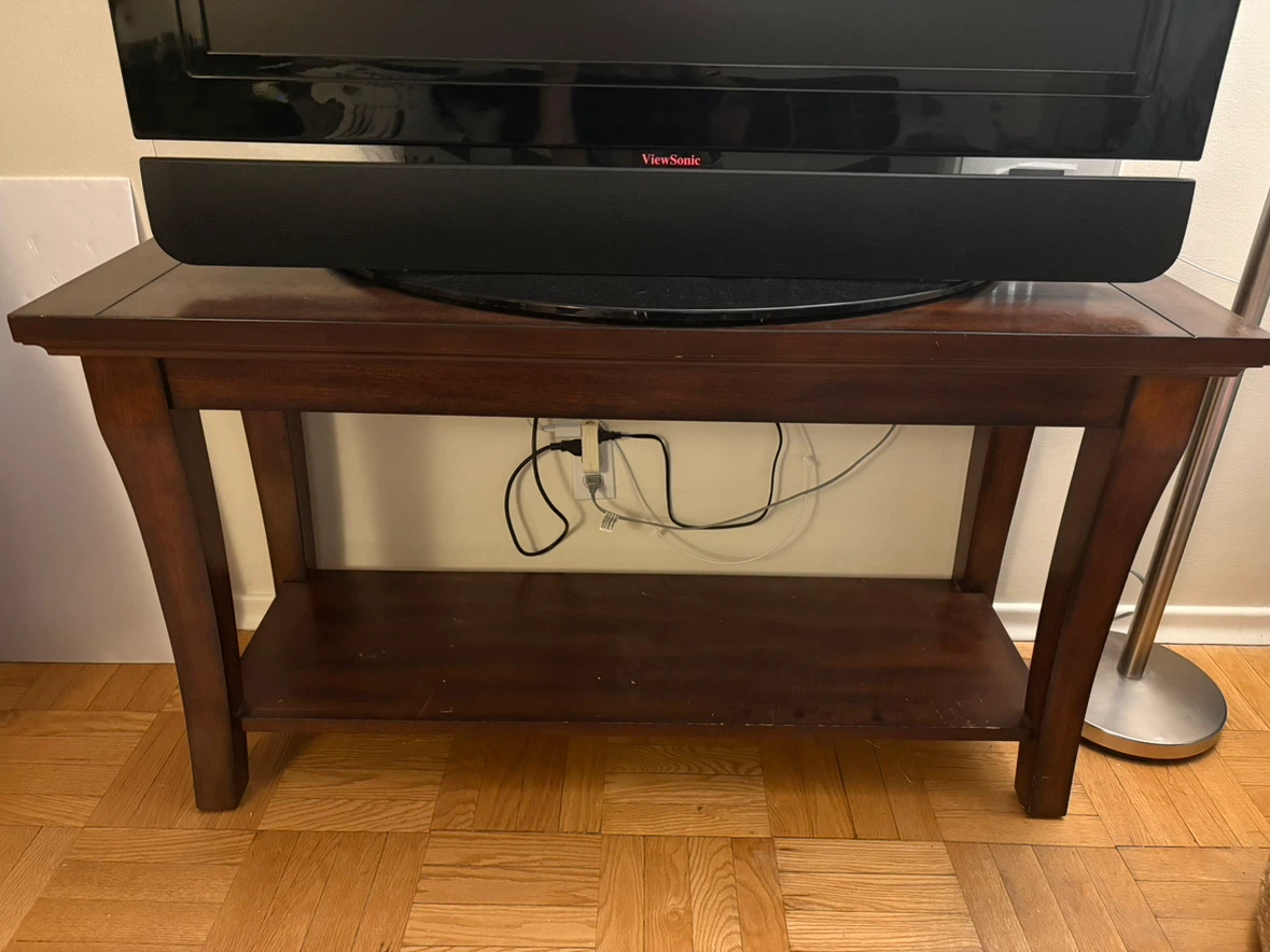 Dark Solid Wood Console Table with Shelf - photo 2