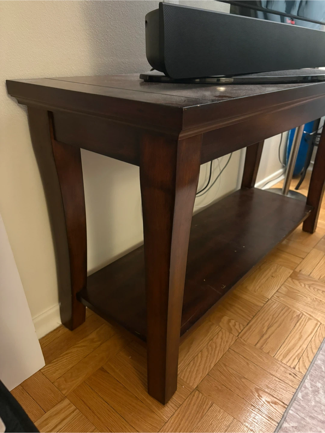 Dark Solid Wood Console Table with Shelf - photo 3