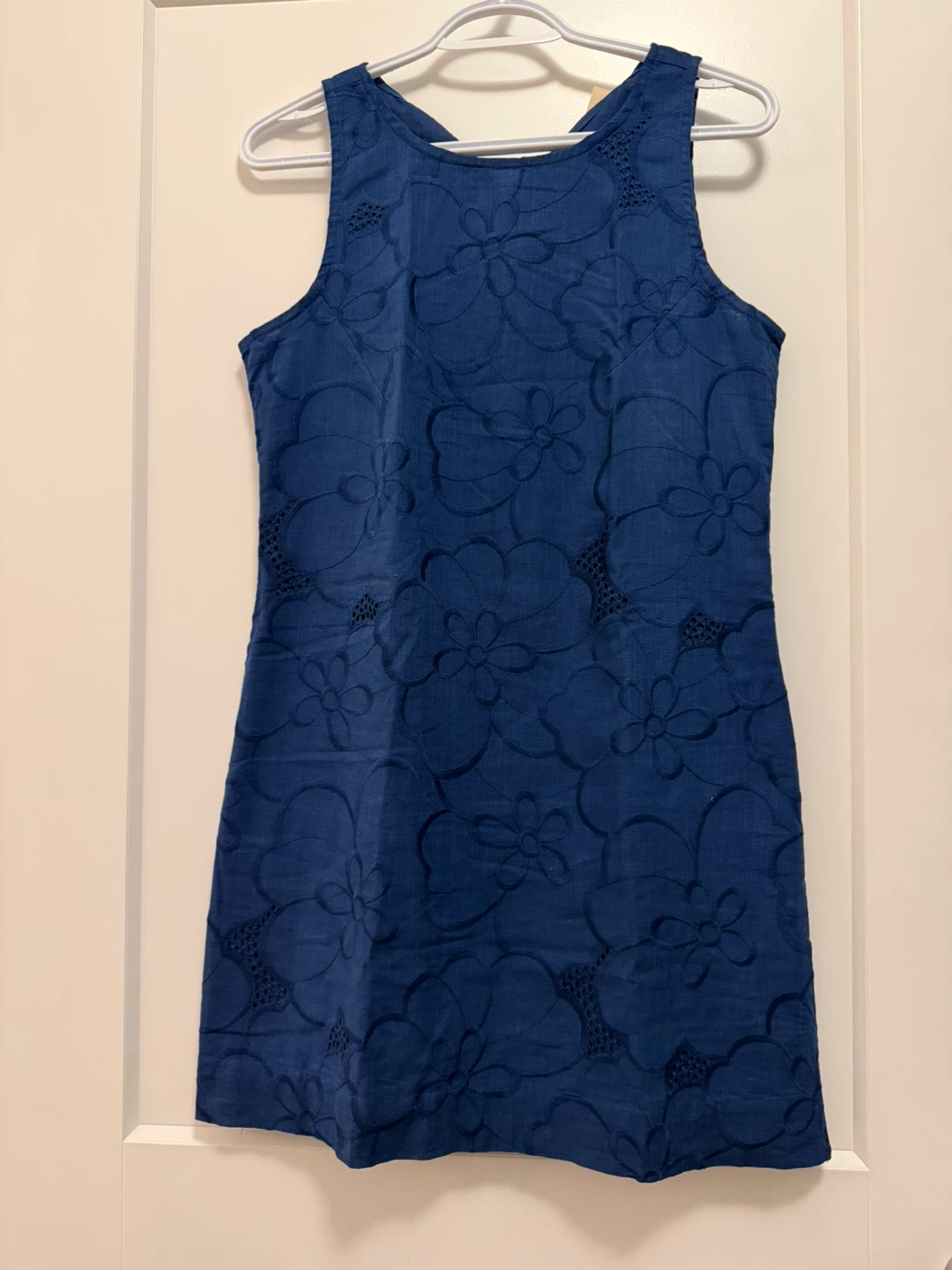 100% Cotton Blue Embroidered Sleeveless Dress - photo 3