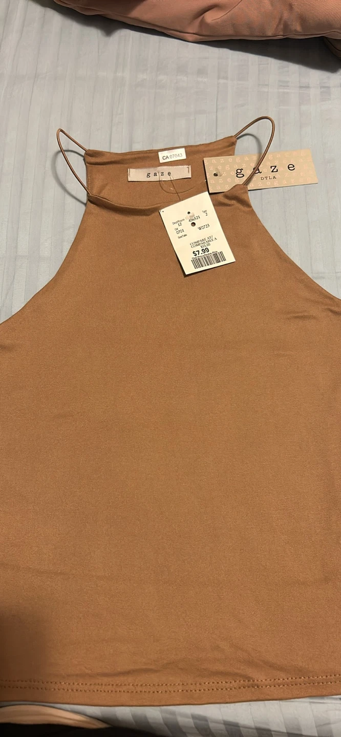 Gaze Tan Halter Neck Top